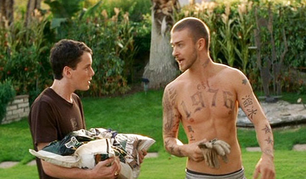 Tatted Justin Timberlake with Anton Yelchin